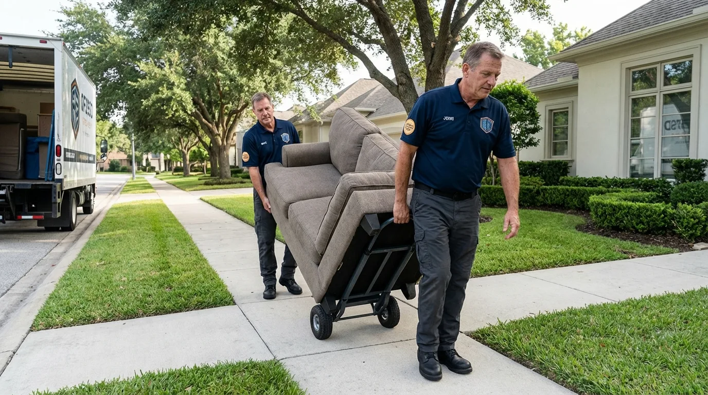 Local residential moving crew loading furniture in Dripping Springs, TX
